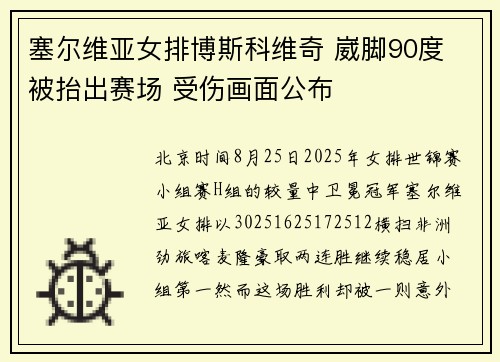 塞尔维亚女排博斯科维奇 崴脚90度 被抬出赛场 受伤画面公布